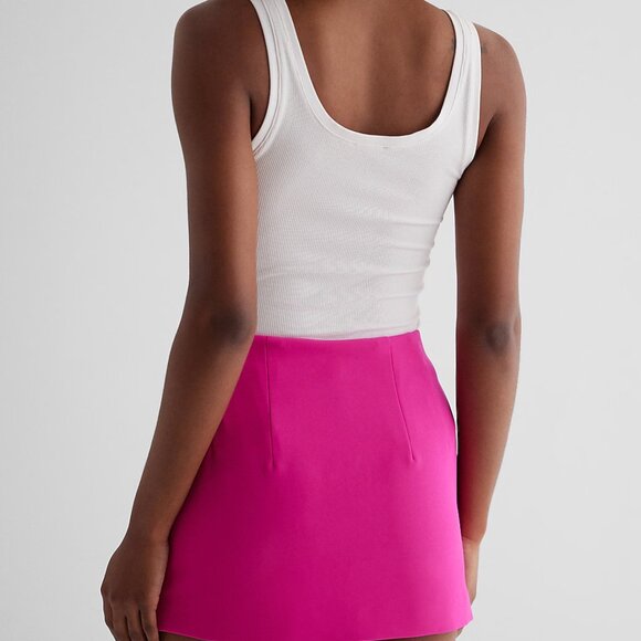 Express Editor Studio Stretch Twill Super High Waisted Skort Neon Berry Sz 8 - Picture 4 of 4